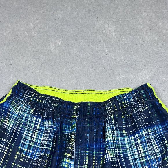 Nike Swim Trunks Mens Size Medium Blue Plaid Elastic Waist Stretch Swim Shorts - Picture 2 of 13